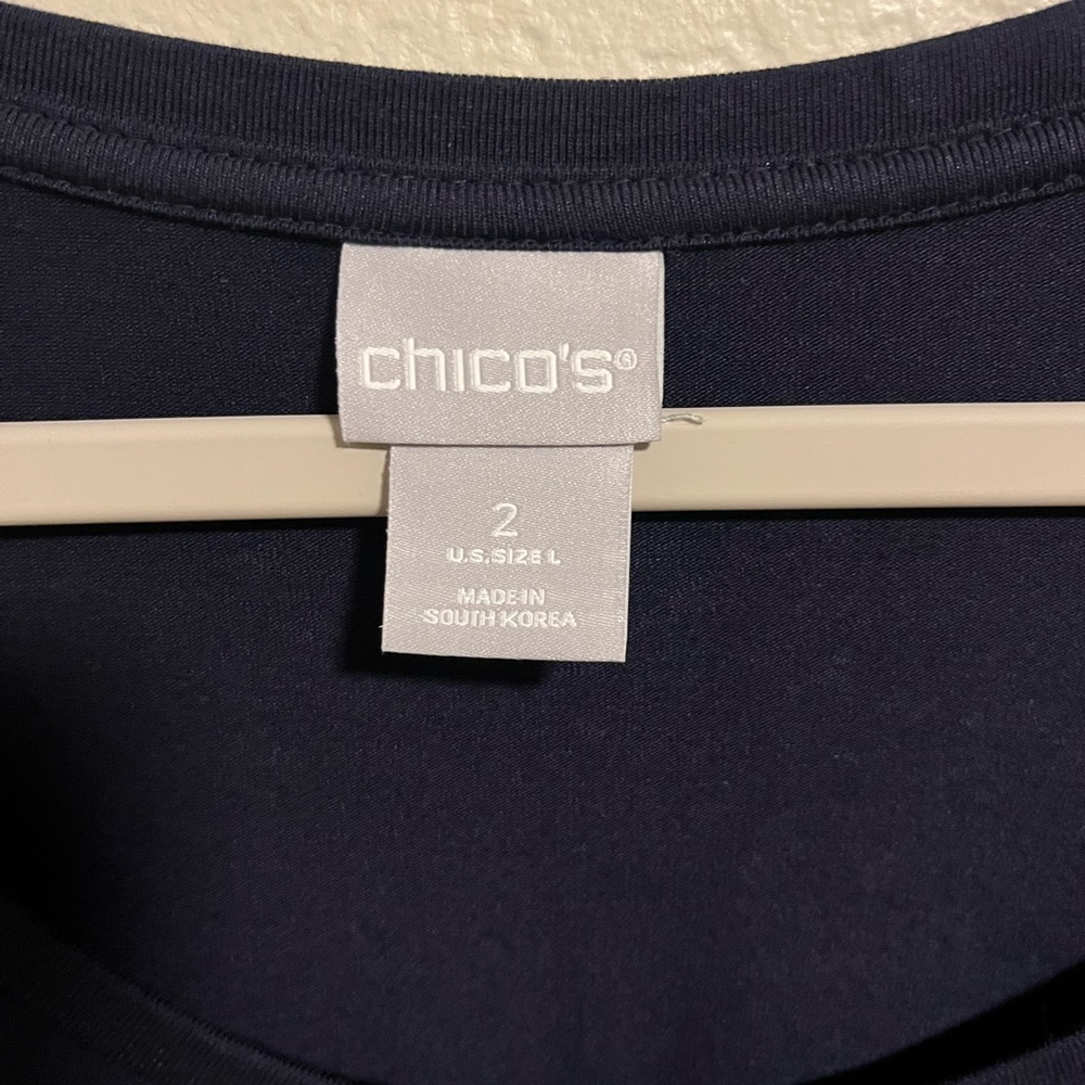 NWT Chico's Women's Navy Long Sleeve Scoop Neck Top-Chico’s Size 2 - Picture 3 of 8
